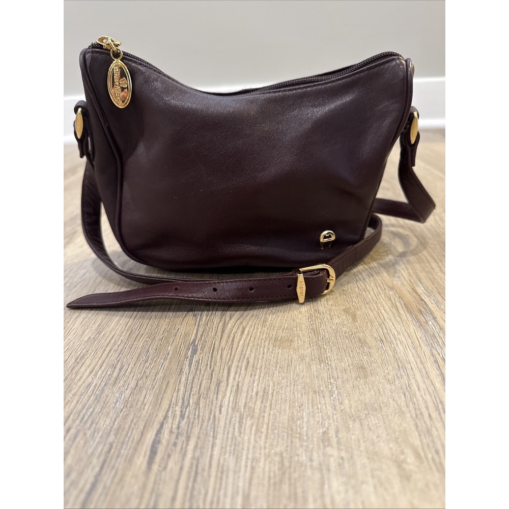 Vintage 80s 90's ETIENNE AIGNER Small Soft Leather Shoulder Bag Handbag Oxblood